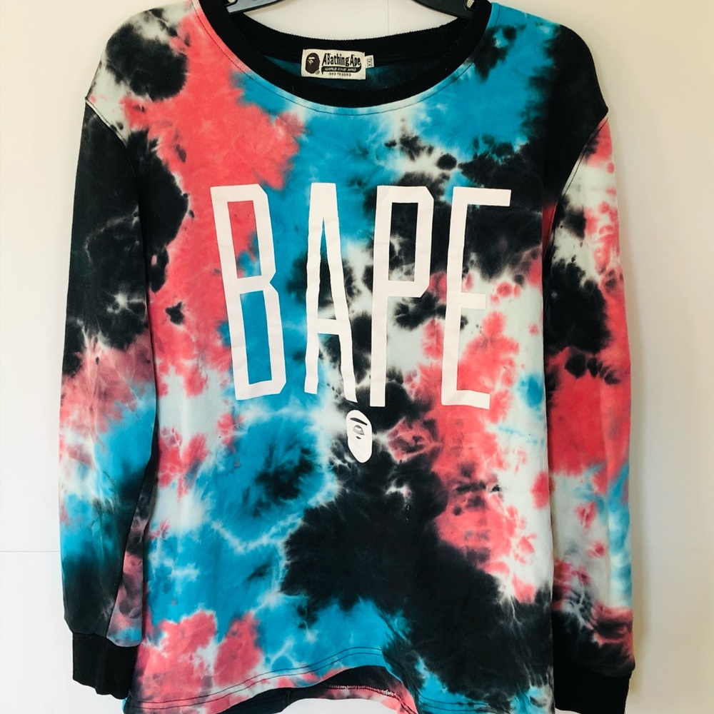 BAPE A Bathing Ape Tie Dye Sweatshirt Junior L